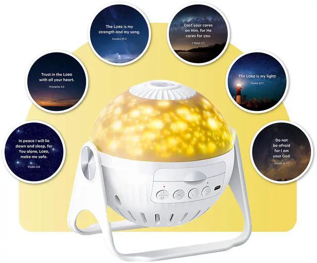 Alt view image 7 of 7 - HD Projector Night-Light Starter Set, Project Bible Verses on Walls or Ceilings, Includes 6 Interchangeable Discs, Help Children Live by The Truth of Gods Word, Bible Education for Kids