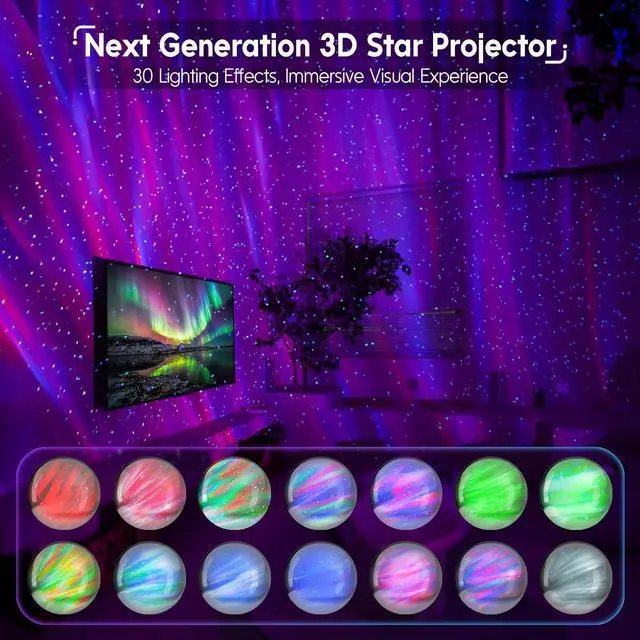 Alt view image 2 of 7 - Galaxy Projector, Star Projector LED Lights for Bedroom, Outdoor Lighting Projector, Starry Night Light with White Noise and Bluetooth Speaker, Gifts for Kids Adults Christmas, Birthdays
