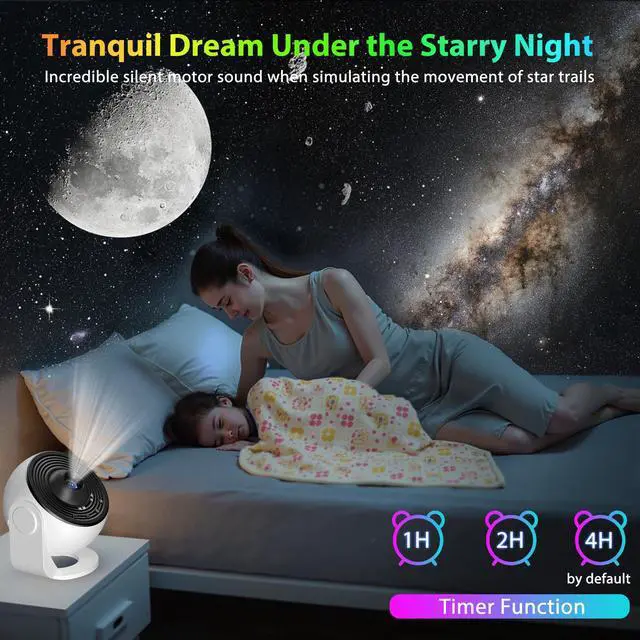 Alt view image 4 of 7 - Upgraded Galaxy Projector for Bedroom, 13 in 1 HD Star Projector Light Projector, 360° Rotating Planetarium Projector with Timer and Simple 4 Button Control for Kids, Ceiling, Gifts, Room Decor