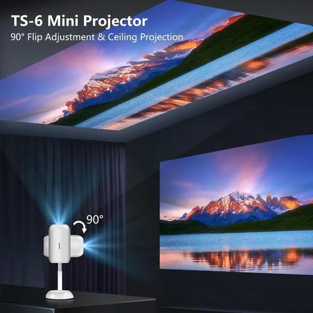 Alt view image 7 of 7 - Mini Portable Projector, Support 4K with WIFI6 & Bluetooth, Auto Keystone Correction, 1080p Outdoor Movie Projector Compatible with HDMI/USB/Smartphone/TV Stick for Home, Bedroom, Outdoor Use