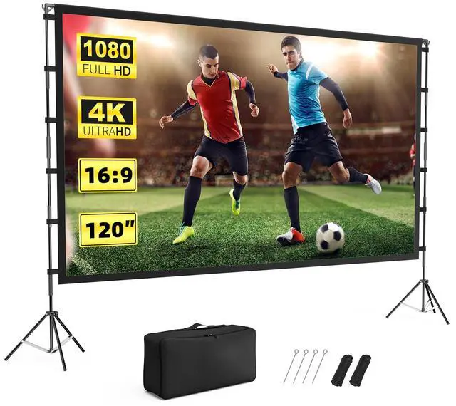 Main image of Projector Screen Outdoor,  Projector Screen with Stand Portable 120" Foldable ProjectorScreen, 10 Feet Indoor Movie-Screen with Carrying Bag for Home Theater Backyard Movie Night