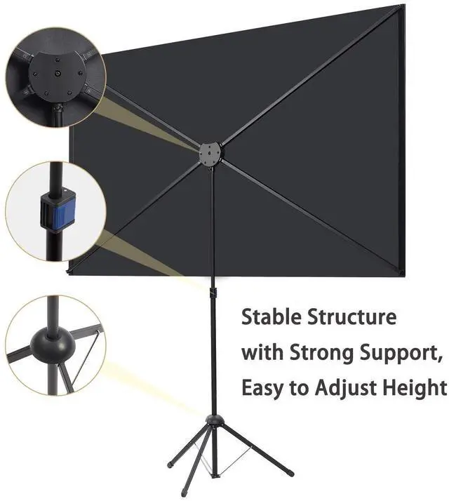 Alt view image 3 of 7 - Projector Screen with Stand, Portable Projector Screen and Stand, 60 Inch 16:9, Outdoor Projection Screen, Aluminium Frame, Lightweight and Compact, Easy Setup, Idea for Home Cinema, Backyard Party.