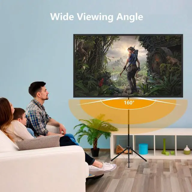 Alt view image 6 of 7 - Projector Screen with Stand, Portable Projector Screen and Stand, 60 Inch 16:9, Outdoor Projection Screen, Aluminium Frame, Lightweight and Compact, Easy Setup, Idea for Home Cinema, Backyard Party.