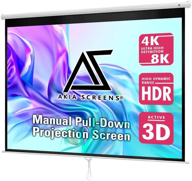 Main image of 100 inch Projector Screen Pull Down Manual B 4:3 or 92" 16:9, 95" 16:10 8K 4K HD 3D Ceiling Wall Mount White Portable Projection Screen for Indoor Movie Home Theater Office AK-M100V1