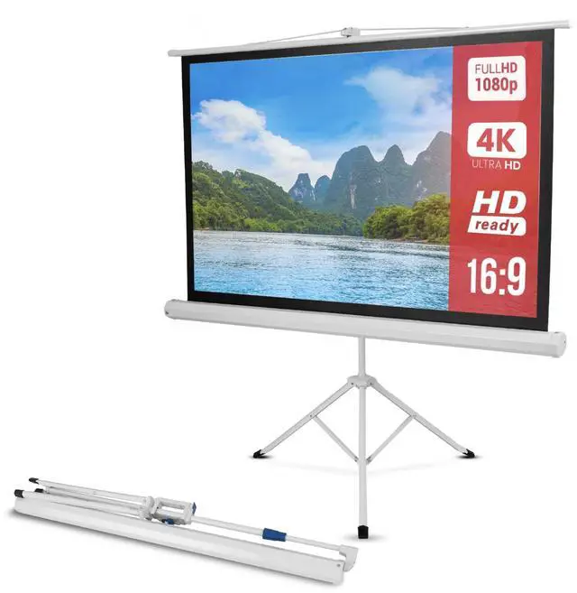 Main image of 50 Inch Portable Projector Screen with Tripod Stand  Lightweight, Durable, Easy Pull Setup Mobile Projection Screen with 4:3 Aspect Ratio, White Matte Fabric for Indoor/Outdoor Use