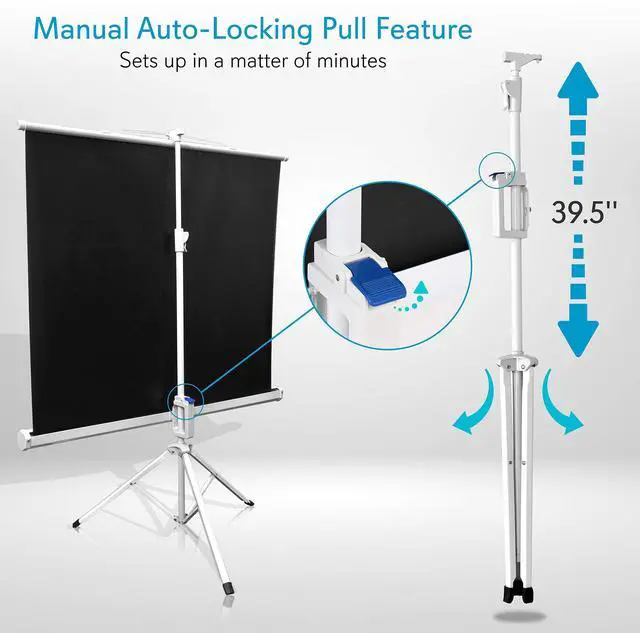 Alt view image 2 of 7 - 50 Inch Portable Projector Screen with Tripod Stand  Lightweight, Durable, Easy Pull Setup Mobile Projection Screen with 4:3 Aspect Ratio, White Matte Fabric for Indoor/Outdoor Use