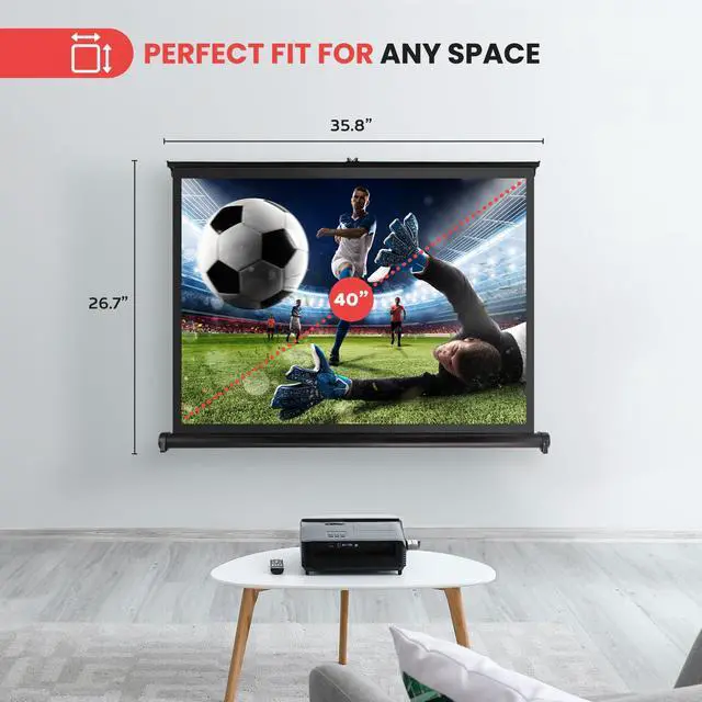 Alt view image 3 of 7 - Portable Projector Screen - Mobile Projection Screen Stand, Lightweight Carry & Durable Easy Pull Out System for Schools Meeting Conference Indoor Outdoor Use, 40 Inch (PRJTP46), White