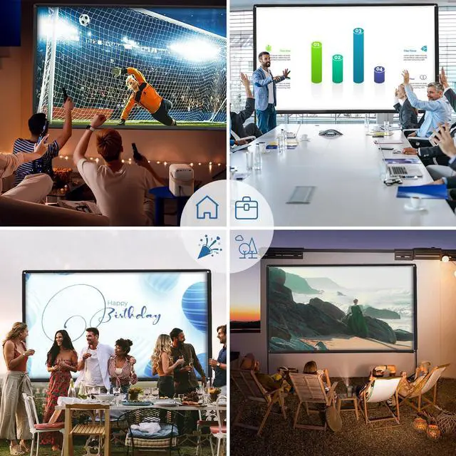 Alt view image 7 of 7 - Outdoor Projector Screen with Stand, Qoolfoto 120 Inch Portable Projector Screen, Indoor Outdoor Projection Screen 16:9 4K HD Wrinkle-Free Movie Screen with Carry Bag for Backyard Movies Home Theater