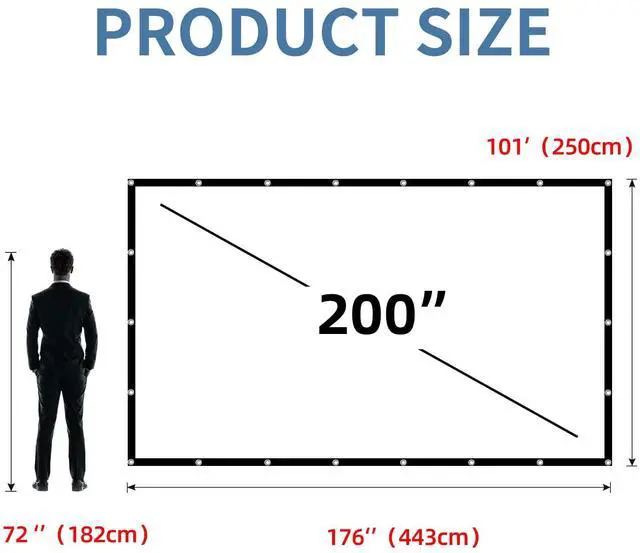 Alt view image 6 of 6 - 4K 16:9 HD Foldable Projection Screen - Double-Sided Portable Outdoor Projector Screen for Movie Home Theater Yard Travel (200 inches)