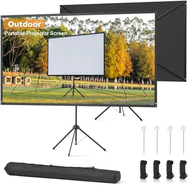 Main image of Outdoor Projector Screen 100 Inch, 16:9, High Gain, Projector Screen with Stand, Wind-resistant Design for Portable Projection Screen Outdoor, With Ropes and Spikes, 4K Image for Home Theater, Camping