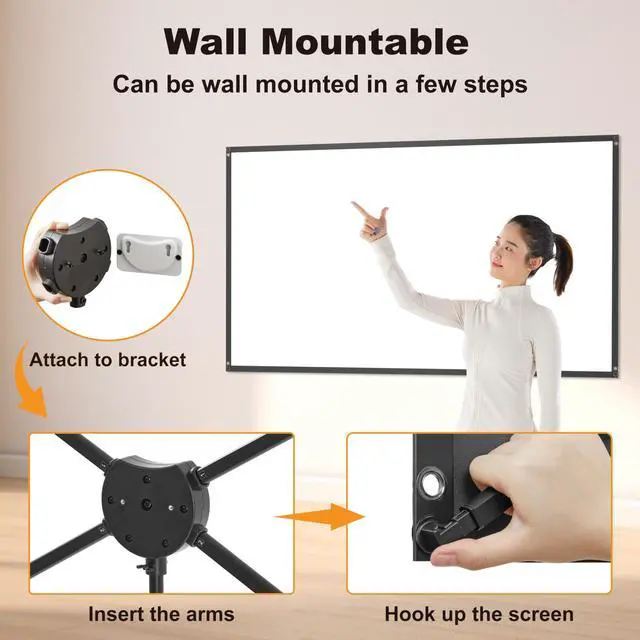 Alt view image 6 of 6 - Outdoor Projector Screen 100 Inch, 16:9, High Gain, Projector Screen with Stand, Wind-resistant Design for Portable Projection Screen Outdoor, With Ropes and Spikes, 4K Image for Home Theater, Camping