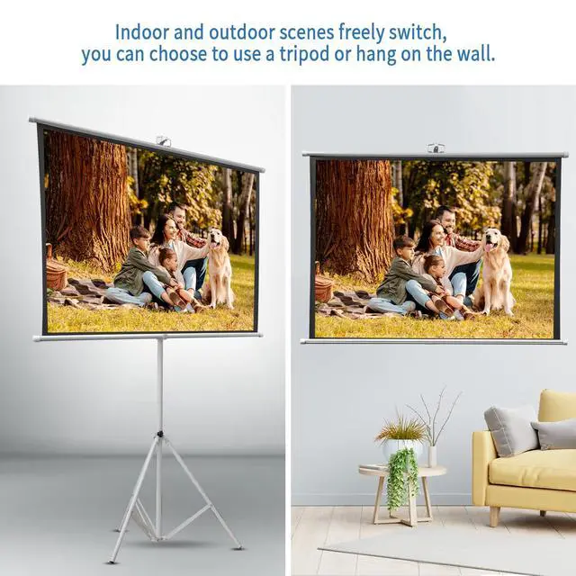 Alt view image 4 of 7 - 60 Inch Projector Screen Portable with Stand & Carry Bag, 4:3 Aspect Ratio, Lightweight Foldable Design for Home Theater & Outdoor Movies, Easy Setup Indoor Outdoor Projection Screen (60")
