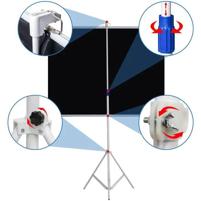 Alt view image 6 of 7 - 60 Inch Projector Screen Portable with Stand & Carry Bag, 4:3 Aspect Ratio, Lightweight Foldable Design for Home Theater & Outdoor Movies, Easy Setup Indoor Outdoor Projection Screen (60")