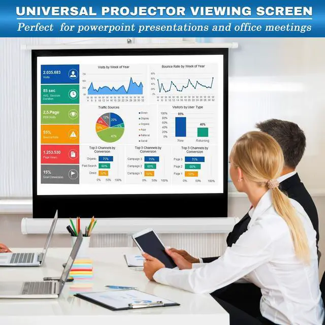 Alt view image 4 of 7 - 40-Inch Portable Projector Screen with Tripod Stand - Lightweight and Durable Movie Projector Screen, Easy Pull Setup, 4:3 Aspect Ratio, Perfect for Indoor/Outdoor Use, Schools & Conferences