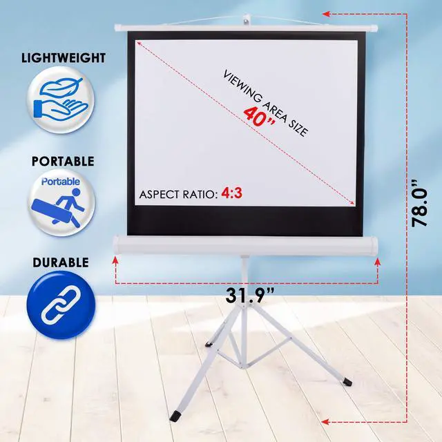 Alt view image 5 of 7 - 40-Inch Portable Projector Screen with Tripod Stand - Lightweight and Durable Movie Projector Screen, Easy Pull Setup, 4:3 Aspect Ratio, Perfect for Indoor/Outdoor Use, Schools & Conferences