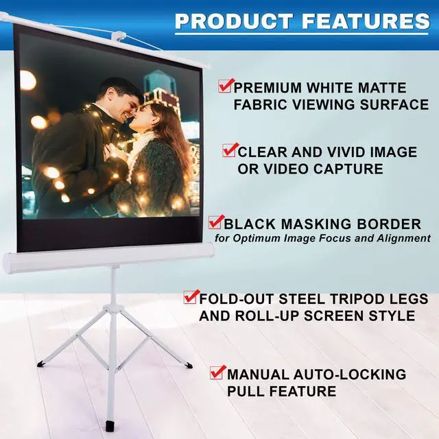 Alt view image 6 of 7 - 40-Inch Portable Projector Screen with Tripod Stand - Lightweight and Durable Movie Projector Screen, Easy Pull Setup, 4:3 Aspect Ratio, Perfect for Indoor/Outdoor Use, Schools & Conferences