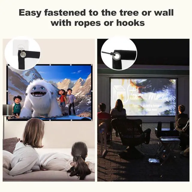 Alt view image 2 of 7 - Projector Screen 200 inch, Large 4K HD 16:9 Foldable Portable Projection Cinema Screen Washable Double-Sided Video Projector Screen Suitable for Backyard Partying