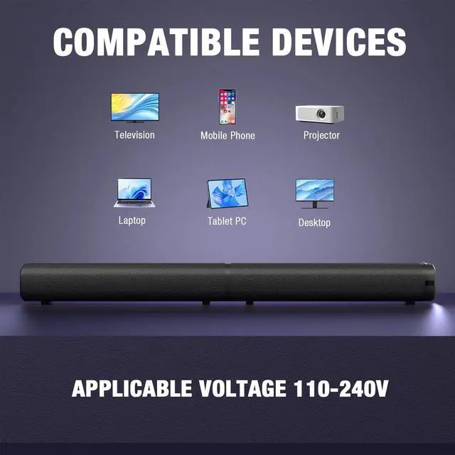 Alt view image 5 of 7 - Sound Bar, 100W Sound Bar for Smart TV, Bluetooth 5.3 Soundbar, 2 in 1 Detachable Home Speaker Bass Effect, Home Theater Surround Sound, ARC/Optical/AUX/USB Connections, for TV/PC/Projectors