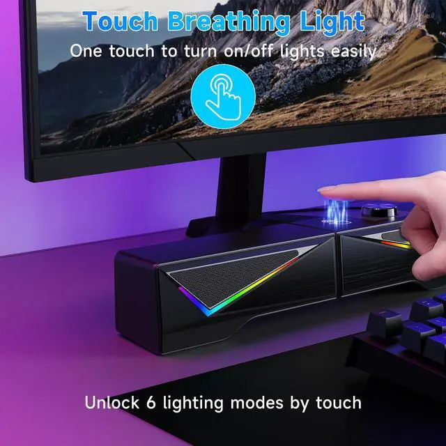 Alt view image 3 of 7 - Computer Speakers for Desktop, Bluetooth & USB Input, RGB USB Powered Gaming Stereo Speakers for PC Computer Laptop Desktop, Detachable 2-in-1 Design (Package Only 2 Speaker, No Soundbar)