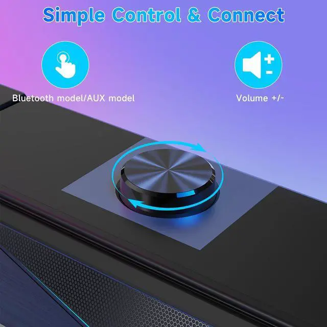 Alt view image 5 of 7 - Computer Speakers for Desktop, Bluetooth & USB Input, RGB USB Powered Gaming Stereo Speakers for PC Computer Laptop Desktop, Detachable 2-in-1 Design (Package Only 2 Speaker, No Soundbar)