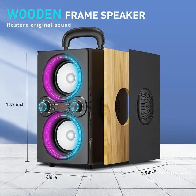 Alt view image 7 of 7 - Bluetooth Speakers, 80W(Peak) Wireless TWS Portable Bluetooth Speaker, Beat-Driven Lights, 100dB Loud Stereo Speaker with BassUp, Speakers with Subwoofer for Outdoor, Party, Camping