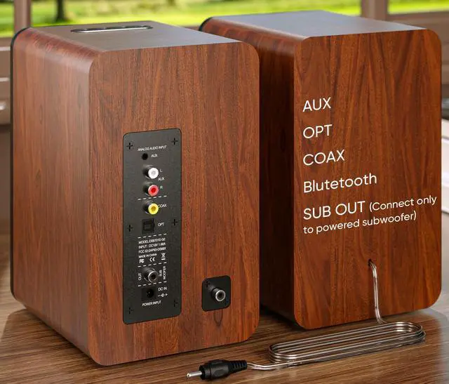 Alt view image 3 of 6 - Bluetooth Bookshelf Speakers, 30W X 2 Powered TV Speakers with 3.5 Inch Woofer, Turntable Speakers with Optical/AUX/RCA Input for PC and TV