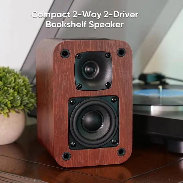 Alt view image 4 of 7 - Powered Bluetooth Bookshelf Speakers, 40W Record Player Speakers with 2.75 Inch Woofer, Stereo Speakers with Optical/AUX/TV-ARC Connection for Turntable, No Receiver or Amplifier Required.