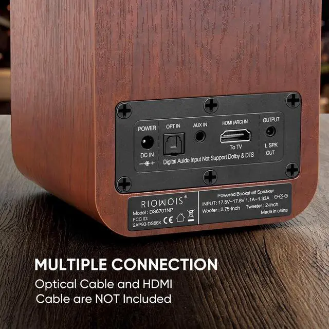 Alt view image 6 of 7 - Powered Bluetooth Bookshelf Speakers, 40W Record Player Speakers with 2.75 Inch Woofer, Stereo Speakers with Optical/AUX/TV-ARC Connection for Turntable, No Receiver or Amplifier Required.