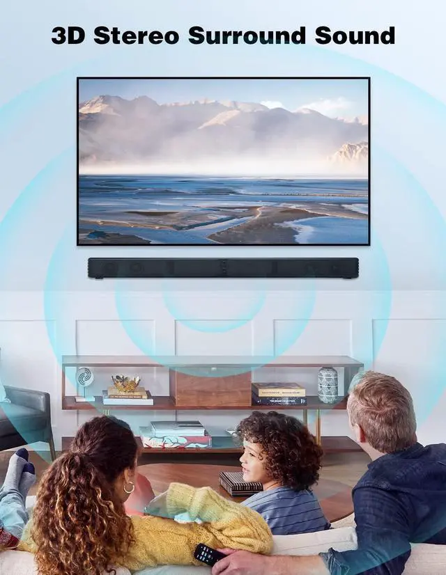 Alt view image 4 of 7 - 2 in 1 Separable Sound Bar for Smart TV, 2.2 Channel 32Inch Bluetooth 5.0 TV Speaker for Surround Sound System, Built-in Dual Subwoofer, Bass Adjustable, Remote Control Included(Sound Bar)