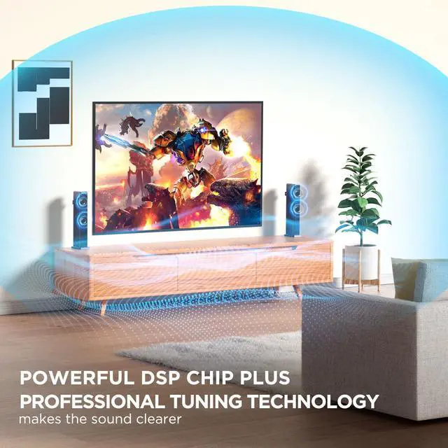 Alt view image 3 of 7 - 2.2ch 100W Sound Bar for Smart TV, 2-in-1 Detachable Bluetooth 5.3 Speaker with 3 EQ Modes & Adjustable Bass - Home Theater Audio for Movies, Gaming, Music