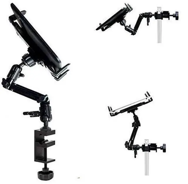 Alt view image 3 of 7 - Heavy Duty 4-Way Adjust Aluminum Alloy Pole/Bar Music Mic Microphone Stand Clamp Mount for iPad Pro Air Mini Galaxy Surface Pro 7-12" Tablets (Good for Uber Eat Doordash Postmate salso)