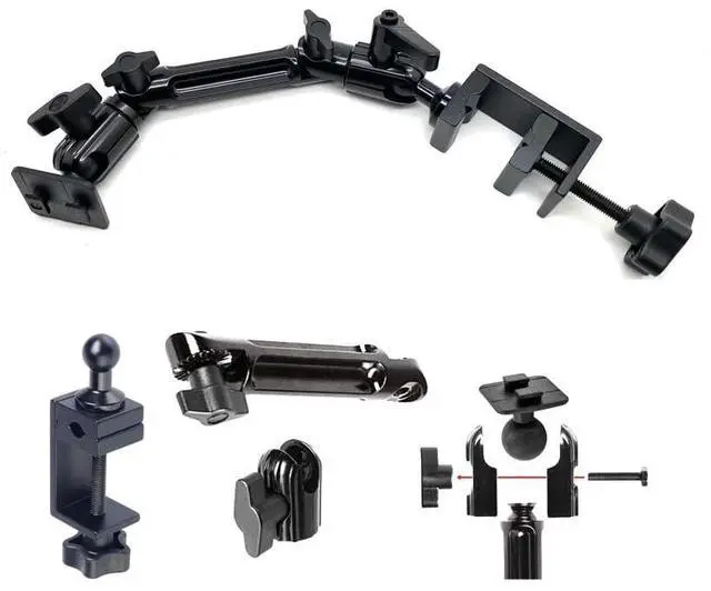 Alt view image 4 of 7 - Heavy Duty 4-Way Adjust Aluminum Alloy Pole/Bar Music Mic Microphone Stand Clamp Mount for iPad Pro Air Mini Galaxy Surface Pro 7-12" Tablets (Good for Uber Eat Doordash Postmate salso)