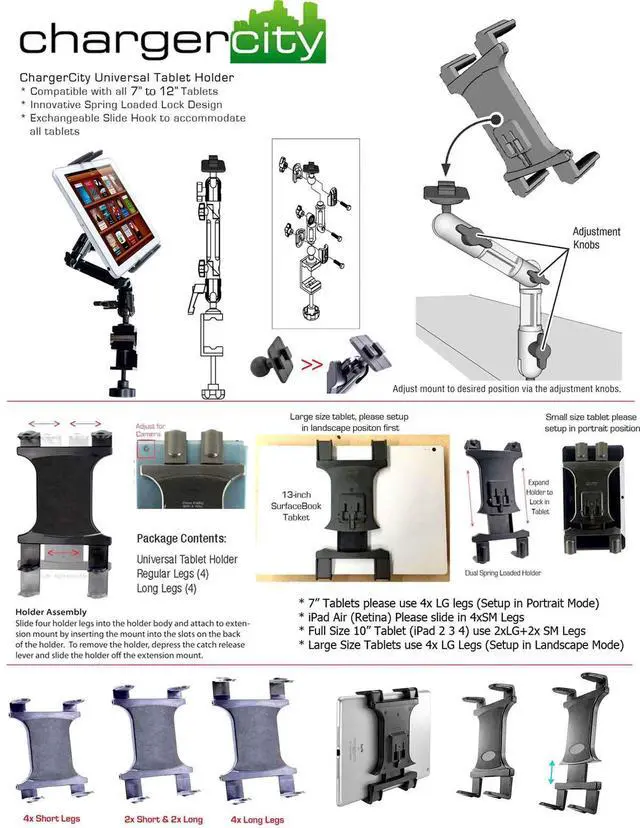 Alt view image 7 of 7 - Heavy Duty 4-Way Adjust Aluminum Alloy Pole/Bar Music Mic Microphone Stand Clamp Mount for iPad Pro Air Mini Galaxy Surface Pro 7-12" Tablets (Good for Uber Eat Doordash Postmate salso)