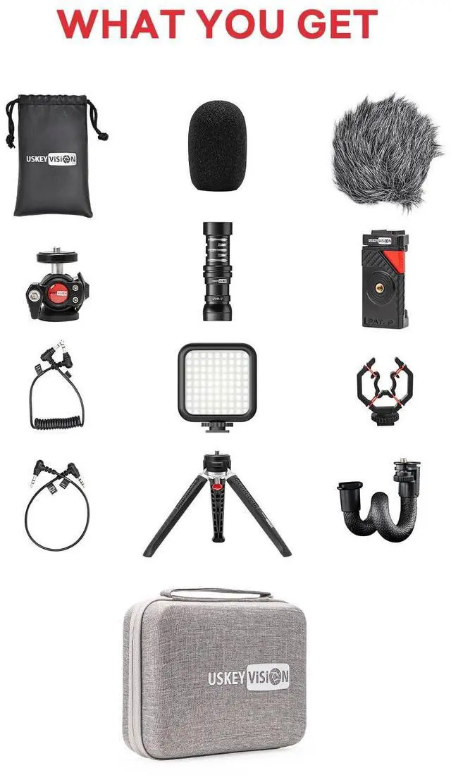 Alt view image 7 of 7 - Smartphone Video Vlogging Kit Metal Microphone Light Tiktok YouTube Podcast Equipment for iPhone 15/14/13 Mini/Pro/Max, Android Smartphone (V-Master)