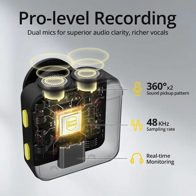Alt view image 2 of 7 - Wireless Lavalier Microphone for iPhone/Android (USB-C Port), 48khz Recording, Noise Reduction, 70Hrs Battery, Magnetic Clip iPhone Microphone for Video Recording Podcast Vlogging Streaming