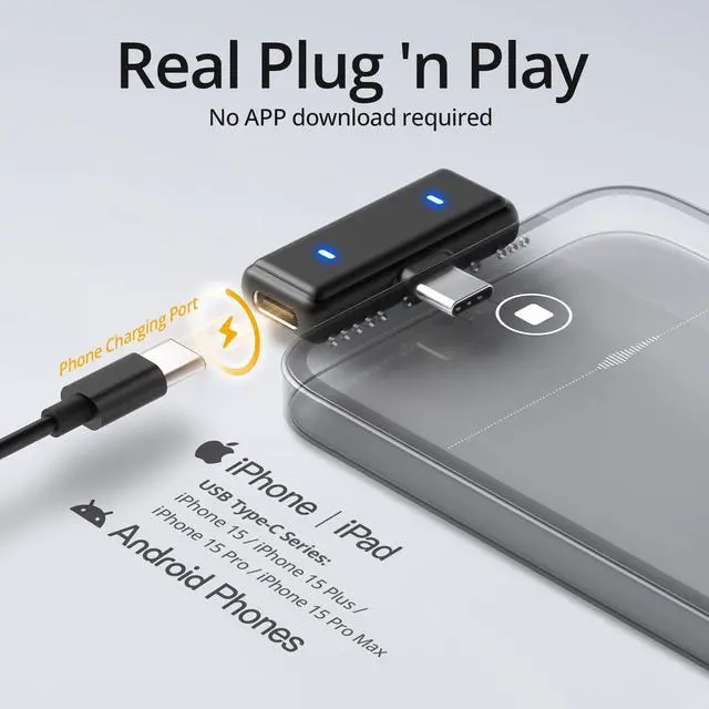Alt view image 5 of 7 - Wireless Lavalier Microphone for iPhone/Android (USB-C Port), 48khz Recording, Noise Reduction, 70Hrs Battery, Magnetic Clip iPhone Microphone for Video Recording Podcast Vlogging Streaming