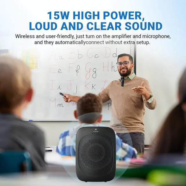 Alt view image 2 of 7 - Bluetooth Voice Amplifier with Wireless Lavalier Lapel Mic for Teachers | Portable Speaker Clip-On Microphone, Mini Megaphone PA System for Classroom/Yoga/Public Events C006