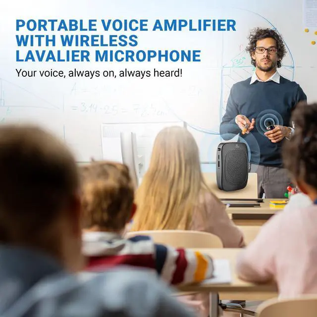 Alt view image 3 of 7 - Bluetooth Voice Amplifier with Wireless Lavalier Lapel Mic for Teachers | Portable Speaker Clip-On Microphone, Mini Megaphone PA System for Classroom/Yoga/Public Events C006