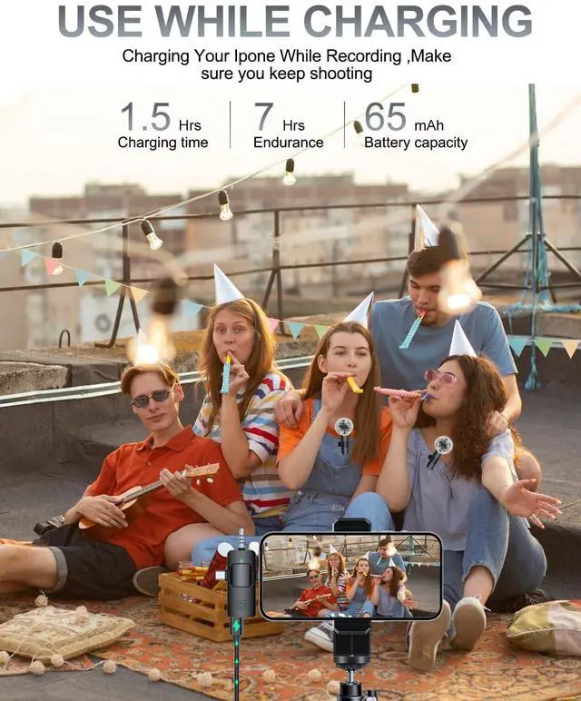 Alt view image 7 of 7 - 3 in 1 Professional Wireless Lavalier Microphone for iPhone, Android, Camera, Wireless Microphones, Mini Microphone, Crystal Clear Sound Quality for Recording, Live Streaming, YouTube, TikTok