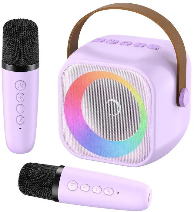 Main image of Mini Karaoke Machine for Kids Adults, Karaoke Microphone Wireless Microphones Rechargeable with Wireless Speaker, Girls Kids Birthday Toys Gifts Presents, Purple