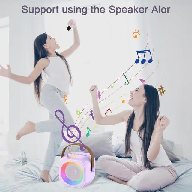 Alt view image 7 of 7 - Mini Karaoke Machine for Kids Adults, Karaoke Microphone Wireless Microphones Rechargeable with Wireless Speaker, Girls Kids Birthday Toys Gifts Presents, Purple