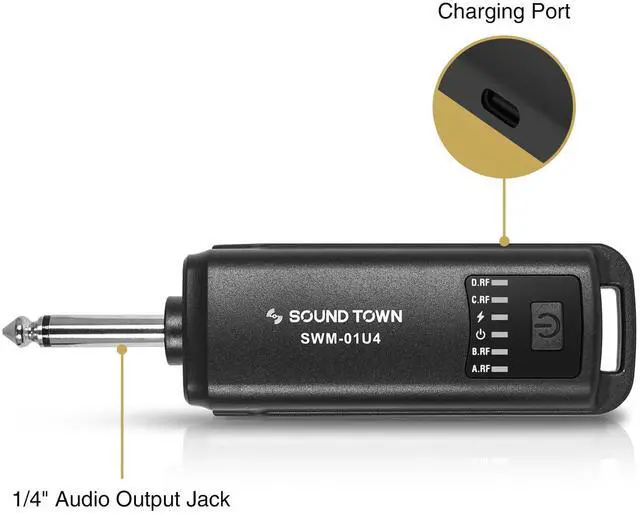 Alt view image 3 of 5 - 2.4GHz Rechargeable Wireless Microphone System with 4 x Handheld Mic, 1/4" Mini Portable Receiver, Built-in EQ, Effects for Karaoke, Events, Church, Meetings (SWM-01U4)