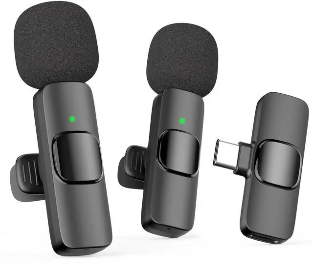 Main image of USB-C Mini Wireless Lavalier Microphone for iPhone Android, 2 Pack Professional Lapel Mics for Recording, Clip-on Mic with Noise Reduction, Lav Mic for Interview TikTok Vlog YouTube