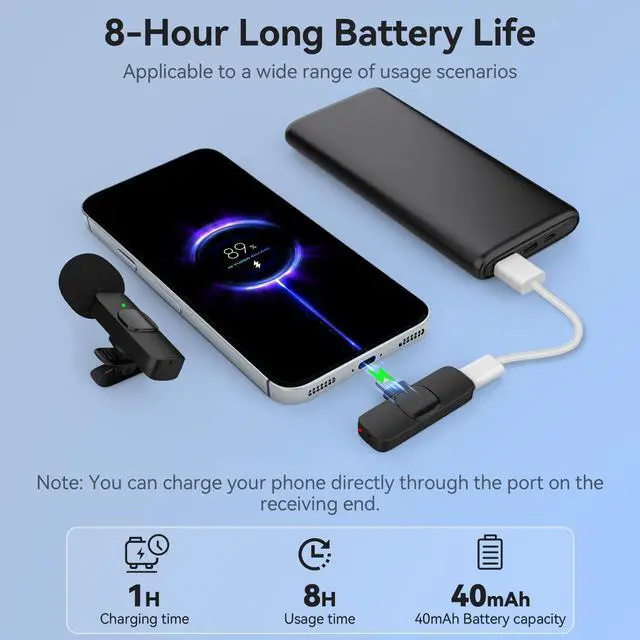 Alt view image 4 of 7 - USB-C Mini Wireless Lavalier Microphone for iPhone Android, 2 Pack Professional Lapel Mics for Recording, Clip-on Mic with Noise Reduction, Lav Mic for Interview TikTok Vlog YouTube