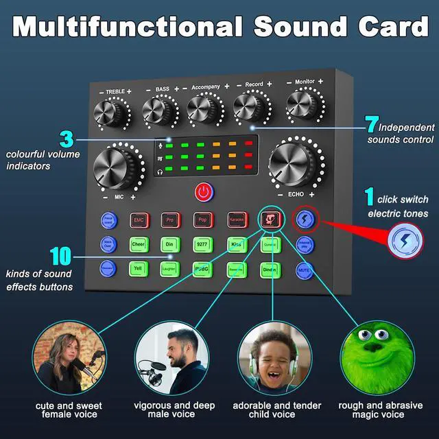 Alt view image 4 of 7 - Podcast Equipment Bundle for 2, V8s Voice Changer with BM-800 Podcast Microphone Bundle - Studio Condenser Microphone Perfect for Podcasting, Recording, Singing, Streaming and Gaming