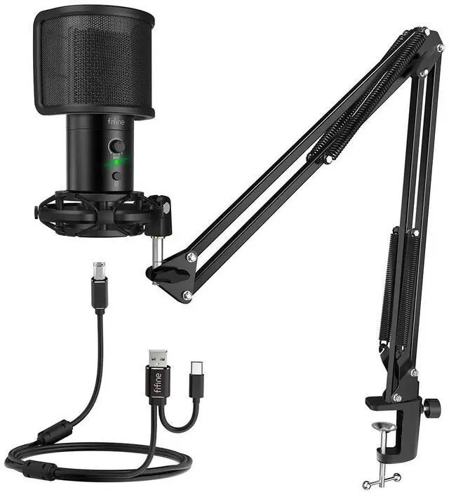 Main image of USB Gaming Streaming Microphone Kit for PC Computer, Condenser Mic Set with Arm Stand Mute Button & Gain, Mic Studio Bundle for Podcast Recording Twitch Discord YouTube Zoom, USB C & A -T683