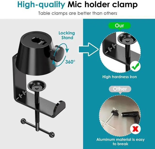 Alt view image 4 of 7 - Mic Boom Arm Stand Compatible with Shure SM7B, MV7, Blue Yeti Mic, Fifine microphone, HyperX QuadCast Mic and Most Microphones, Premium Microphone Arm by