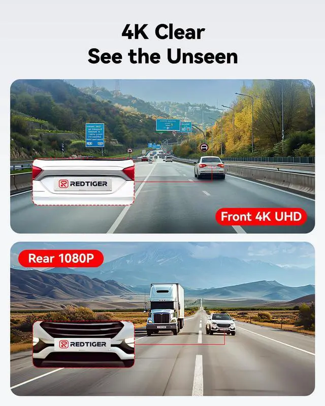 Alt view image 2 of 7 - Dash Cam Front Rear, 4K/2.5K Full HD Dash Camera for Cars, Included 32GB Card, Built-in Wi-Fi GPS, 3.16 IPS Screen, Night Vision, 170°Wide Angle, WDR, 24H Parking Mode(F7NP)