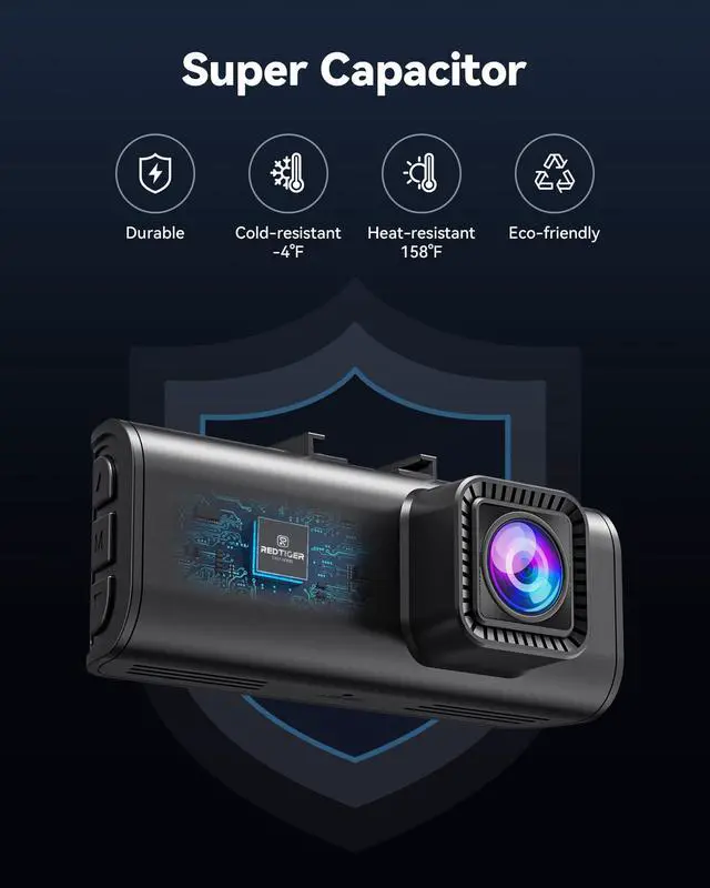Alt view image 7 of 7 - Dash Cam Front Rear, 4K/2.5K Full HD Dash Camera for Cars, Included 32GB Card, Built-in Wi-Fi GPS, 3.16 IPS Screen, Night Vision, 170°Wide Angle, WDR, 24H Parking Mode(F7NP)