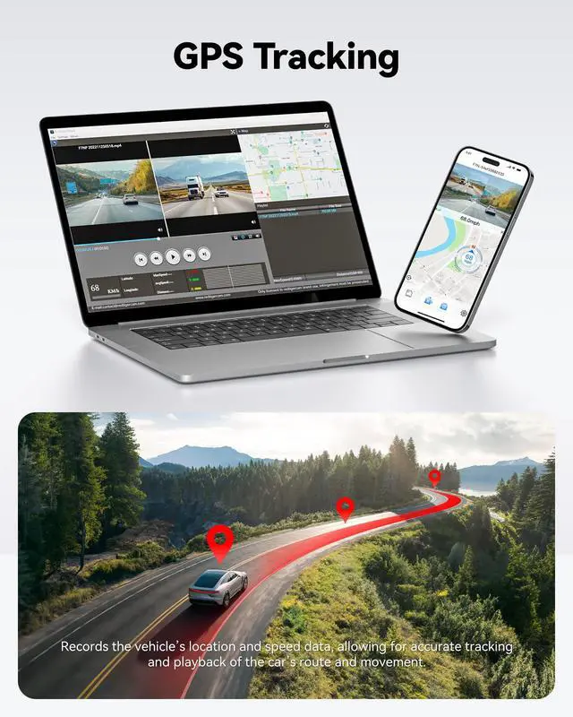 Alt view image 5 of 7 - Dash Cam Front Rear, 4K/2.5K Full HD Dash Camera for Cars, Included 32GB Card, Built-in Wi-Fi GPS, 3.16 IPS Screen, Night Vision, 170°Wide Angle, WDR, 24H Parking Mode(F7NP)